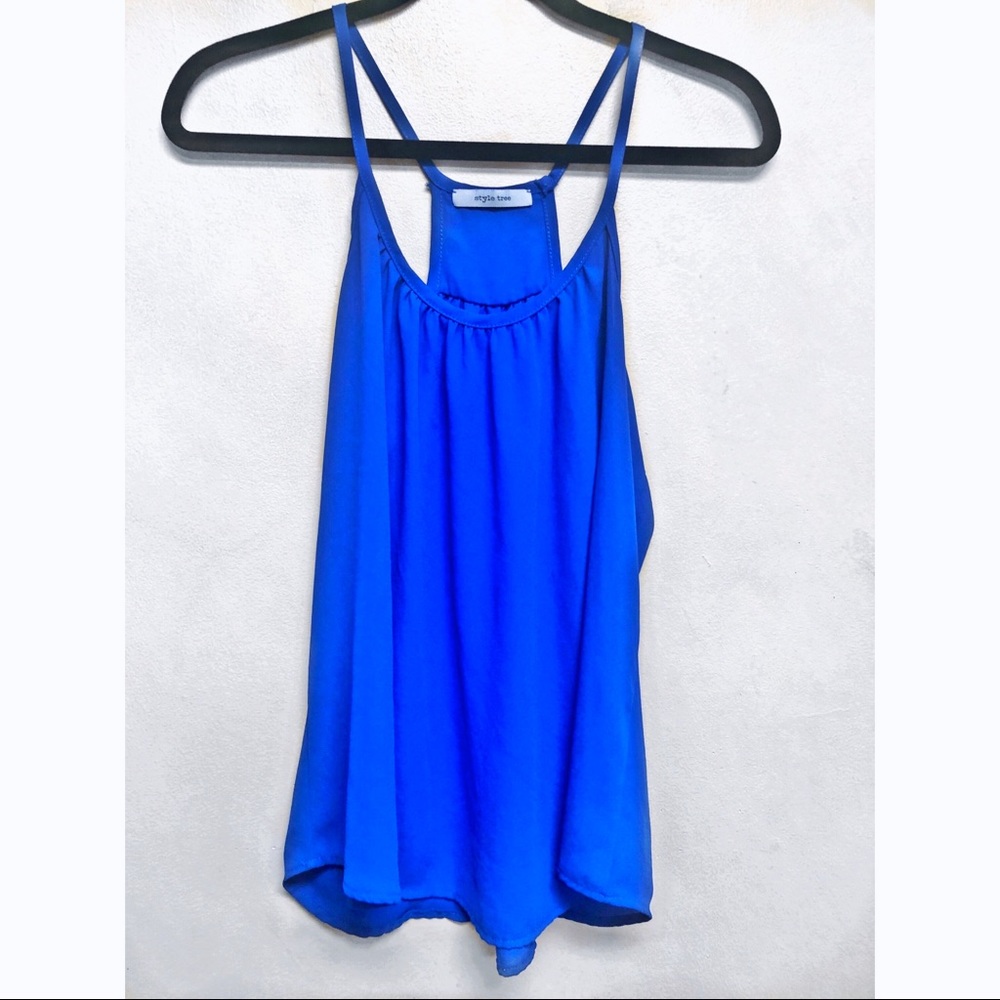 Blue Flowy Spaghetti Strap Top